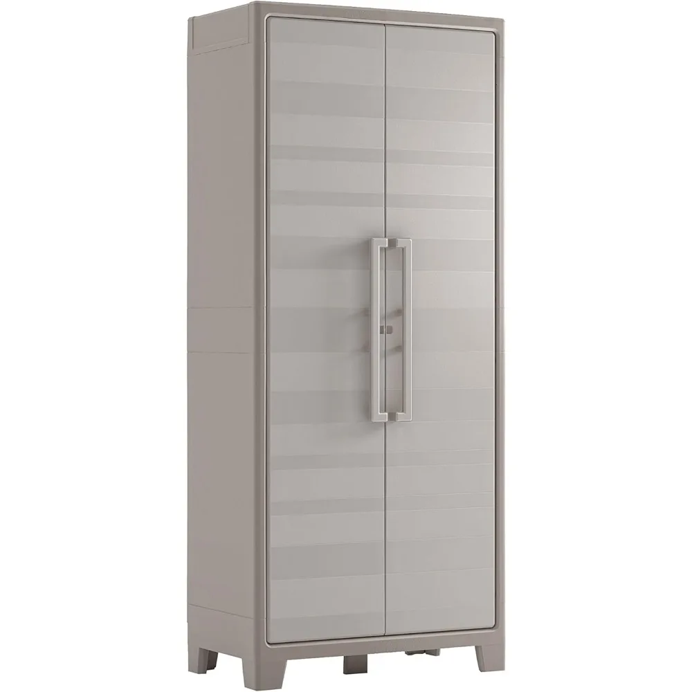 Armario Almacenaje Interior y Exterior | Resina | Resistente al Agua, 2 Puertas y 8 Baldas Regulables