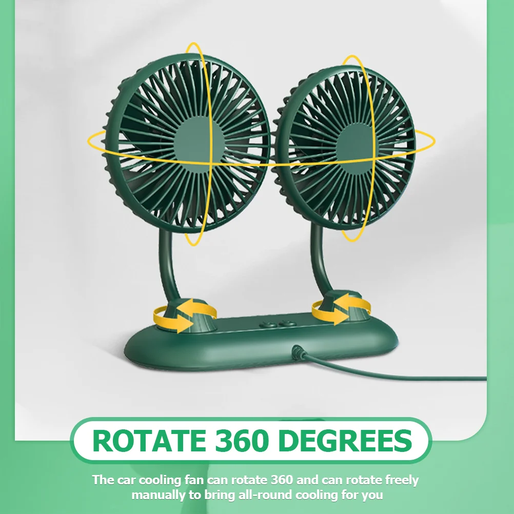 

Double Head Car Fan Summer Cooling ABS Adjustable Auto RV Stroller Lightweight Easy Install Long Use Low Noise Strong Wind