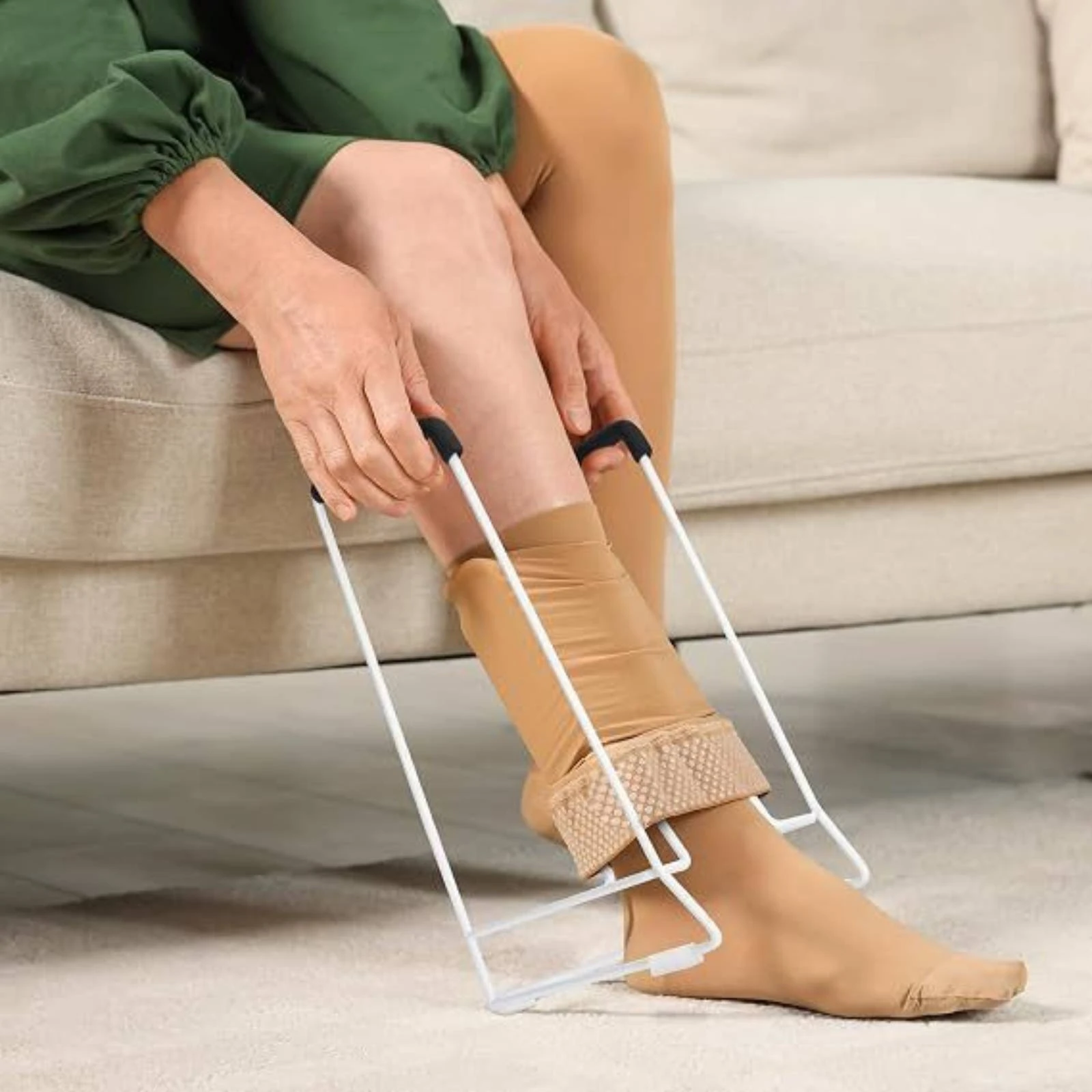 Compression Sock Aid Stable Base Sock Aid with Foam Handles Compression Hose Apply Ergonomic Long-Lasting