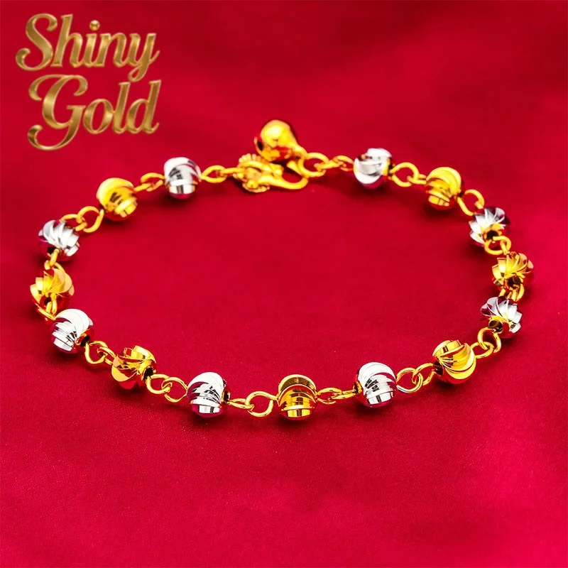 

ShinyGold Two-Tone Watermelon Bead Bracelet for Women | Gold-red beads with realistic texture, fresh & playful for summer.