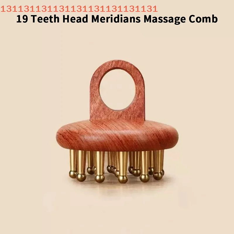 

Head Meridians Massage Comb Copper Sandalwood Meridians Fine Tooth Comb Needling Guasha Scalp Massage Brush Relax Body Massager