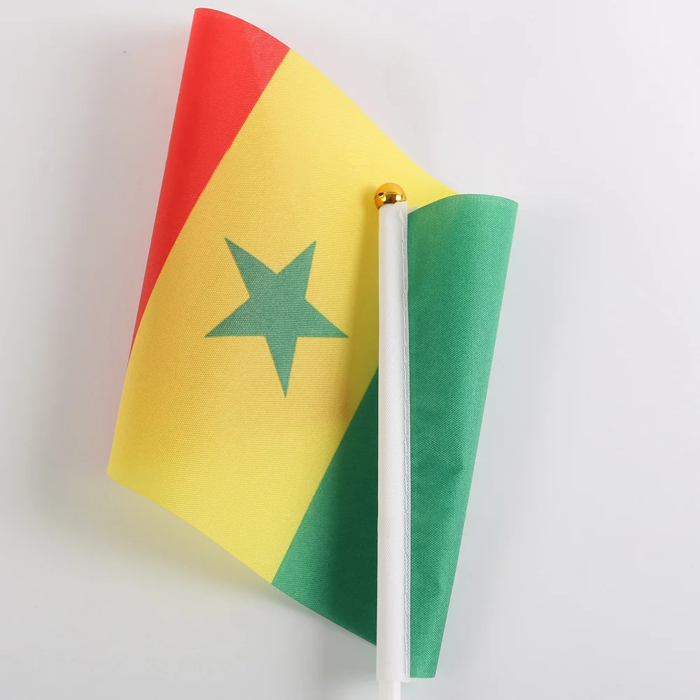 EOODLOVE 10/20/50 pcs 14*21cm Senegal Party Sports Handheld Flag with Plastic Flagpole, Senegal-Waving Flag