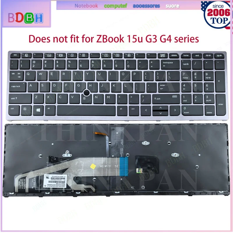 US Backlit Gray Keyboard for For HP Zbook 15 G3 15 G4 17 G3 17 G4 848311-001