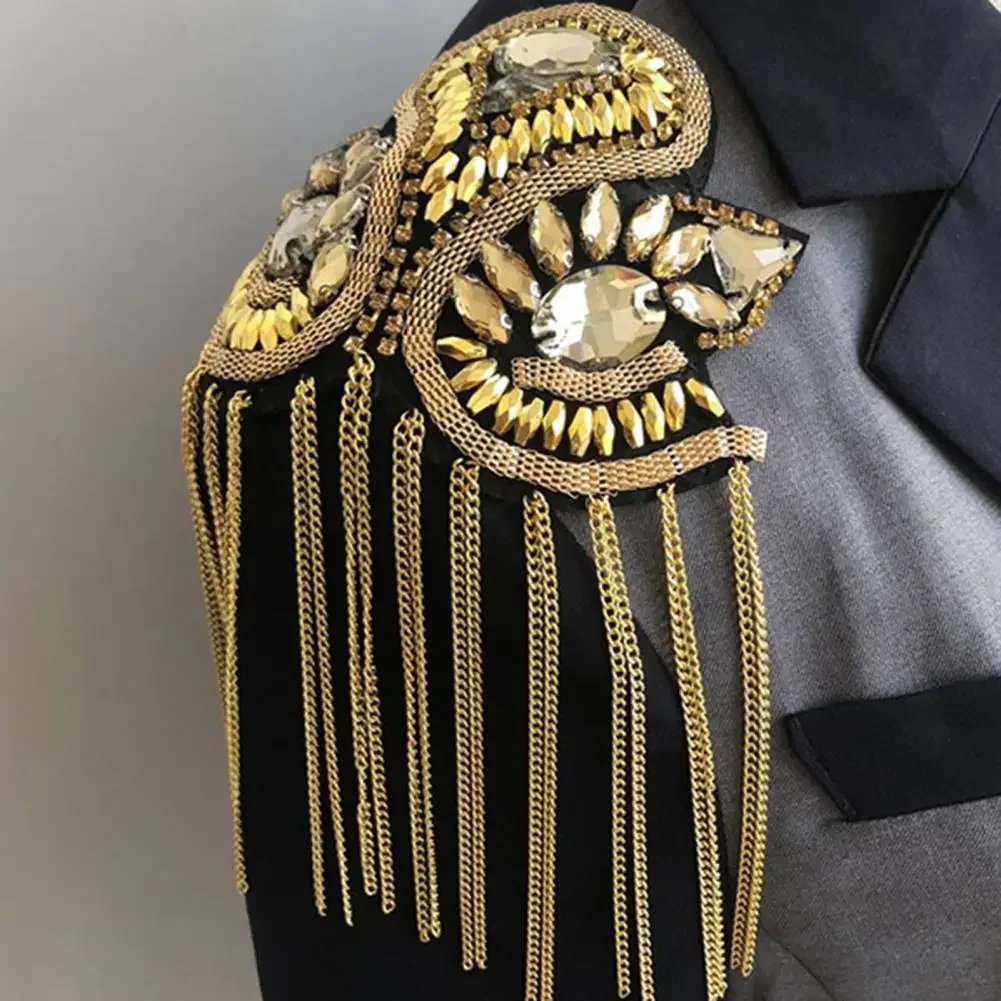 แฟชั่น Handmade ไหล่เครื่องประดับพู่ Rhinestones Epaulettes เสื้อผ้าอุปกรณ์เสริมเข็มกลัด Epaulet ไหล่ป้าย