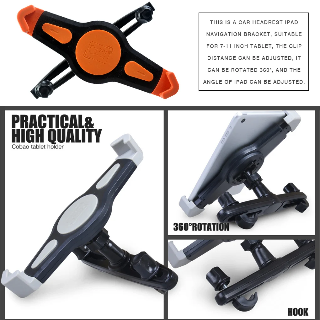 Tablet Bracket Car Headrest Adjustable Tablet Holder Plastic Mobile Phone Mount Storage Accessory, Pink