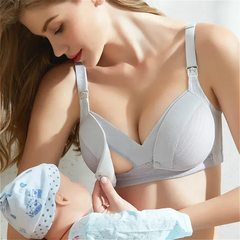 Maternity Nursing Bra Pregnant Women Mother Mama Open Breast Bra Cotton Wire Free Sleep Underwear Lactating Nursing Bralette