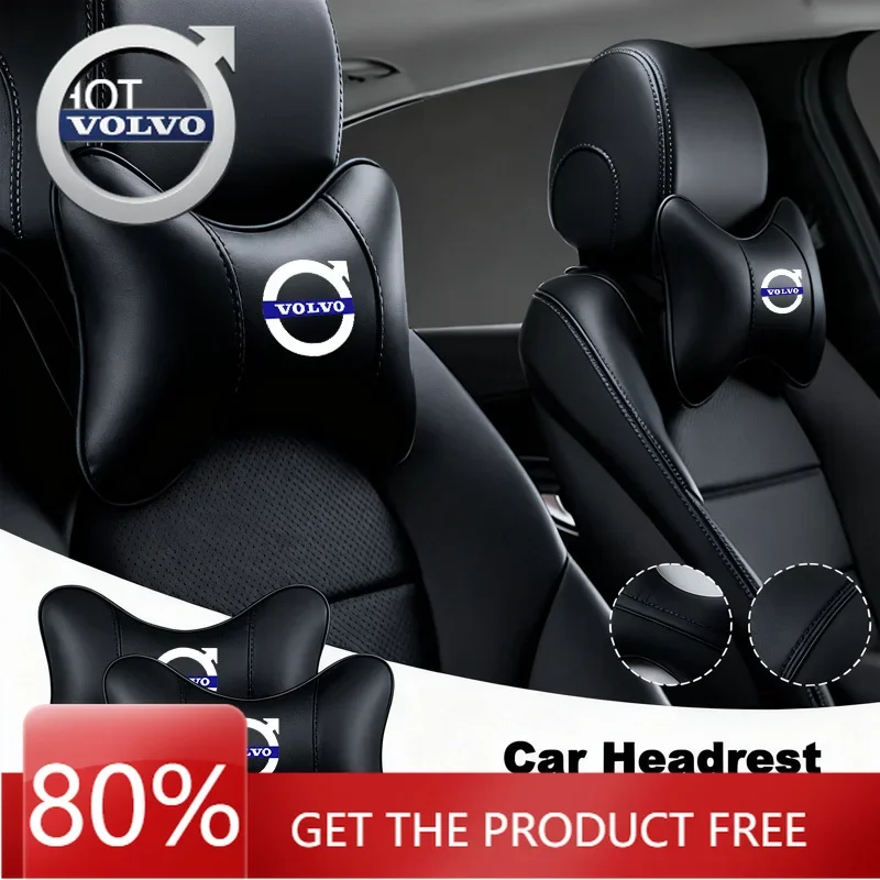 

Emblems 2026 New For Volvo Breathable Car Headrest Leather Pillow Support Neck Comfort For Volvo XC90 V90 V60 XC60 V40 EC40 EX40