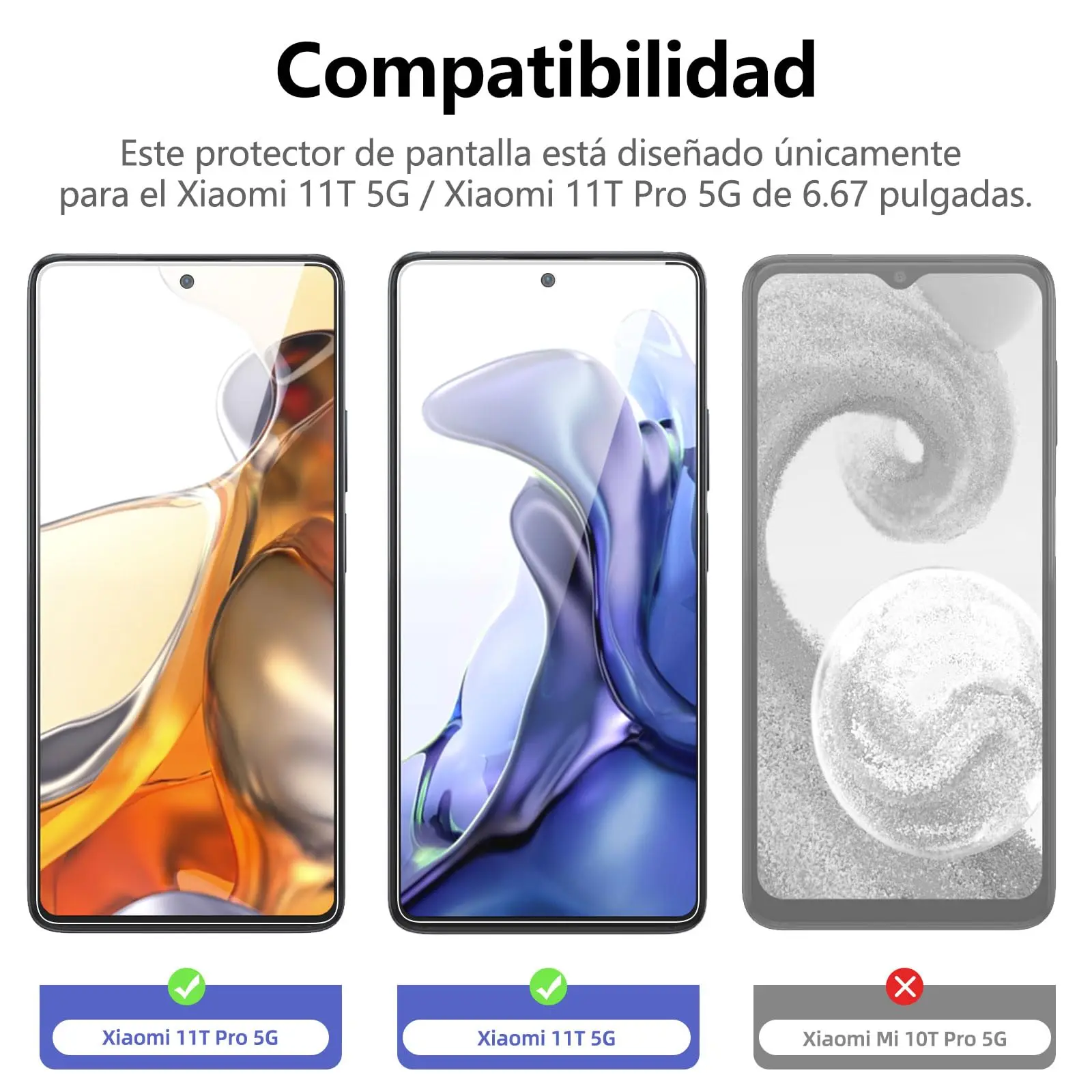 Für XIAOMI 11T Pro 6,67 Zoll Displayschutzfolie aus gehärtetem Glas, Kristallglimmer, 9H HD, klare, transparente Hülle, freundlich, kratzfest – Detail 2