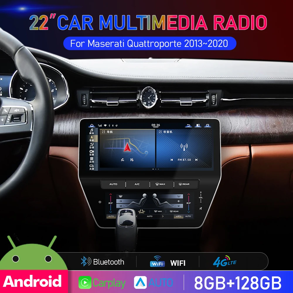 Screen 22inch Android For Maserati Quattroporte 2013-2020 Car Radio Multimedia Video Player Auto Air conditioning panel