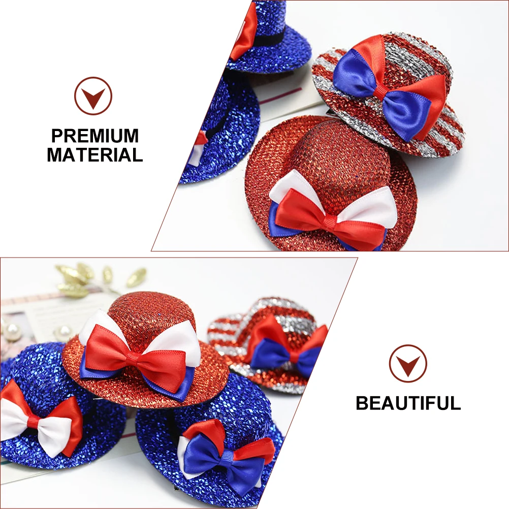 

4pcs Party Hats National Day Festival Headwear Independence Day Children Decorative Fabric Hair Accessories Lightweight