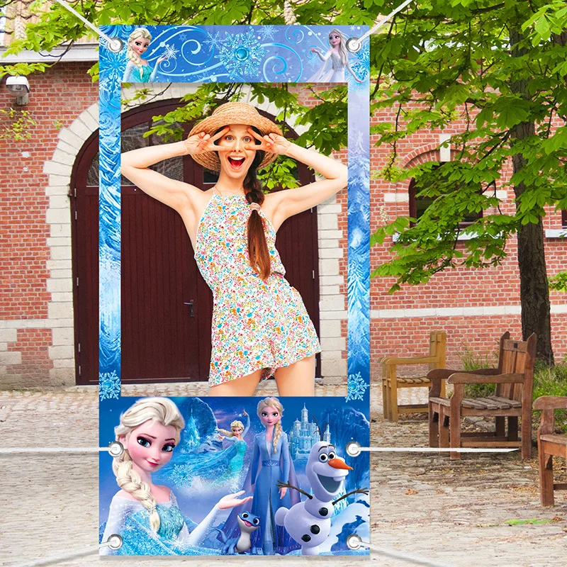 1pc90x180 Frozen Elsa Princess Photo Booth Photo Frame Props Photo Children's Birthday Decoration Shooting Background Cloth