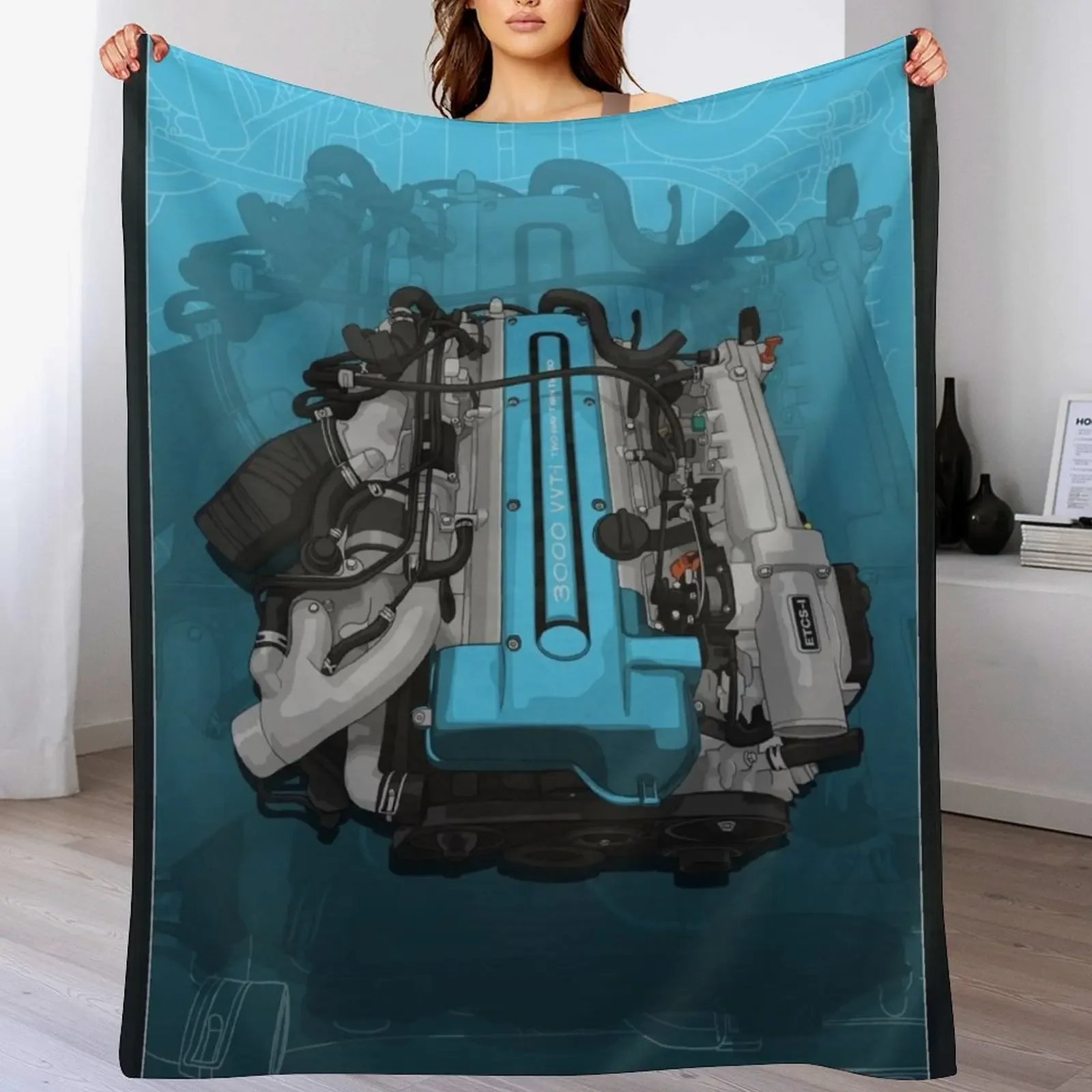 

2JZ GTE Engine Throw Blanket Bed Thermal christmas decoration Extra Large Throw Blankets