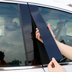 6Pcs Car Window Pillar Posts Cover Trim Center BC Column Stickers Black Mirror Effect Window Decor for Honda CRV 2007~2011