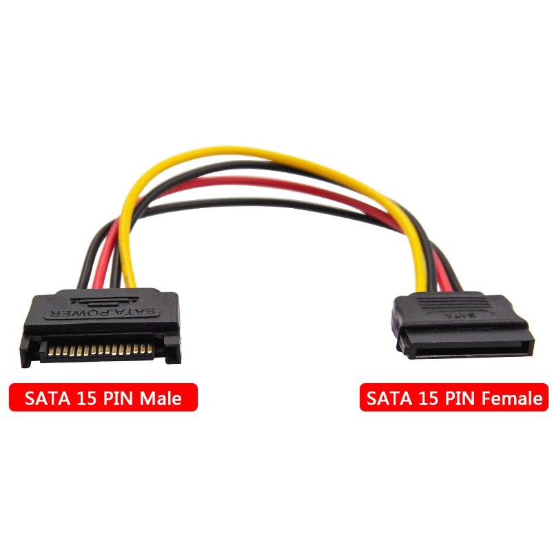 High Quality Y 1 To 1 Extension SATA II Hard Disk Power 15Pin SATA Male To 1 Female 15Pin Power HDD Splitter Cable