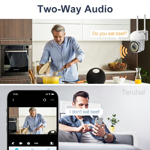Imagen 2 del producto Cámara de Seguridad Inalámbrica Inteligente Full HD 1080P con Visión Nocturna, Impermeable, para Exteriores, con WiFi