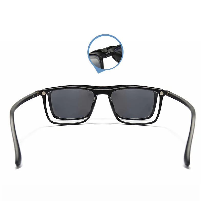Myopia Magnet Sunglasses Clip Prescription Glasses Square -0.5 to -6.0 Anti Blue Light Dual-purpose Spectacles Nearsighted