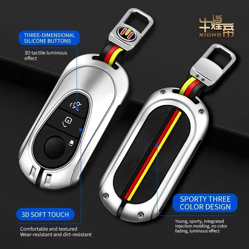 

For Mercedes-Benz C W S Class GLE GLC E300L EQS S400 S450 S500 C260L C300L Car Key Case Keychain Key Cover Protector Accessories