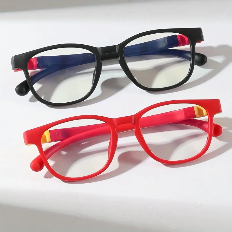 2PCS Blue Light Blocking Glasses for Kids Computer Glasses Silicone Frame Clear Lens Girl Boy Video Gaming Children Eyewear