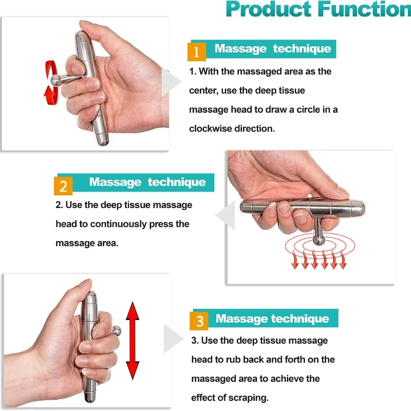 T-shape Stainless Steel Manual Deep Tissue Massage Tool Target Trigger Points Massage for Pain Relief Full-Body Fascial Relax