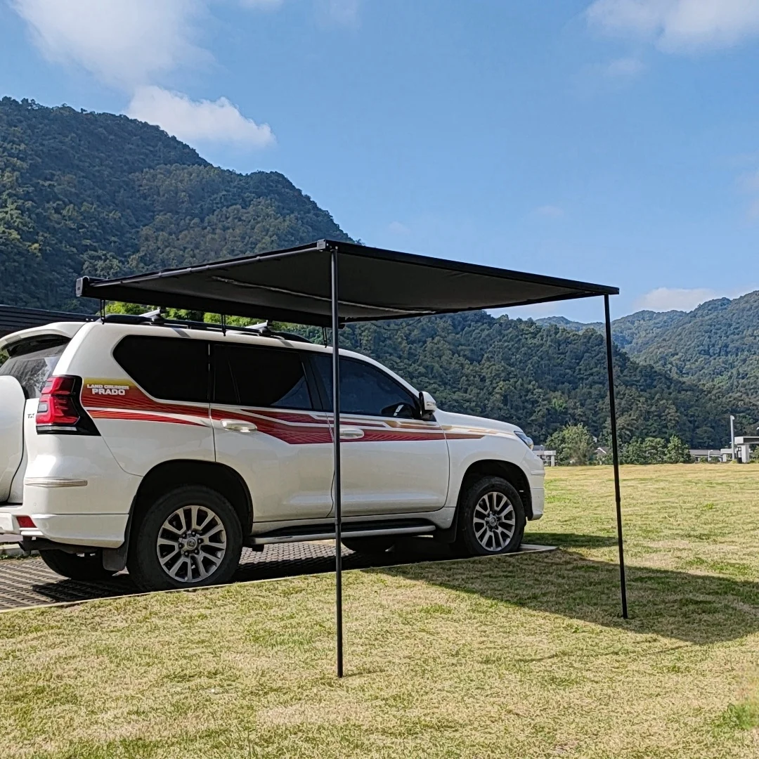 

Vehicle Canopy Tent Black Aluminium Rooftop Tent Pullout Retractable Car Side Awning For SUV/Truck/Van