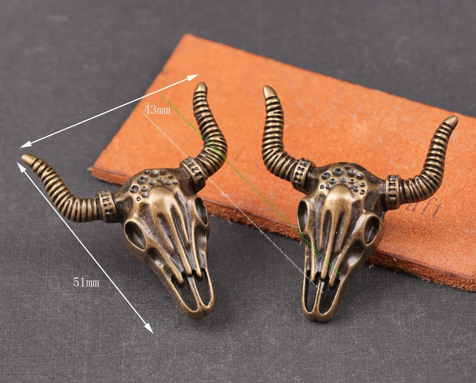 10x50*43mm Punk Biker Antik Silber Western Bull Head Longhorn Leder Craft Gürtel Zubehör Sattel Concho Knopf Schraube zurück – Detail 12