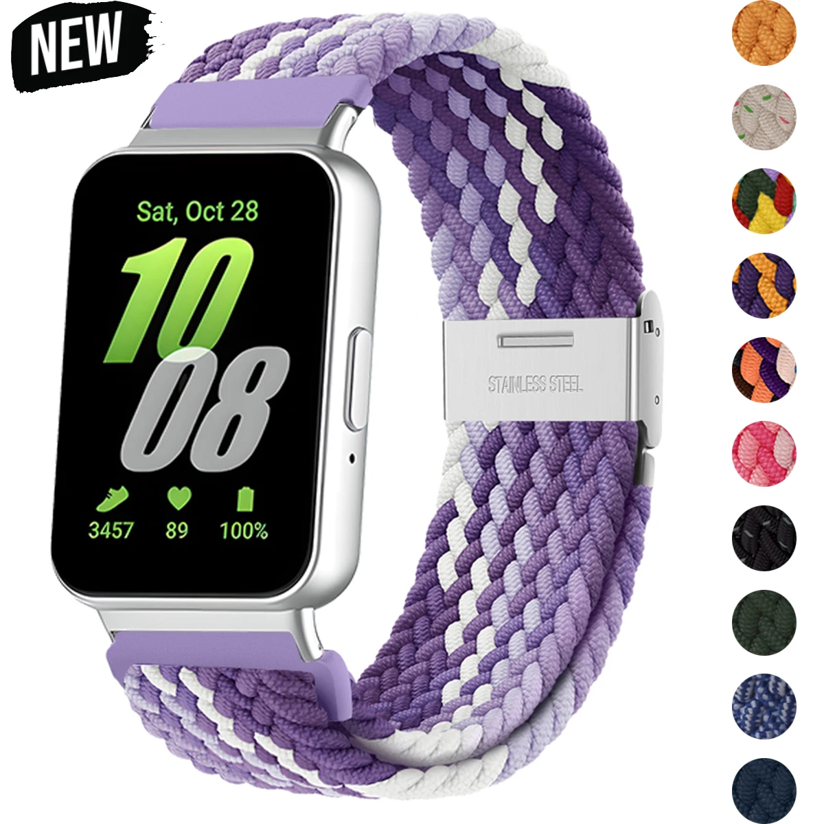 Bandas trenzadas para Galaxy Fit 3, accesorios de correa, pulsera deportiva de nailon ajustable de repuesto para Samsung Galaxy fit3