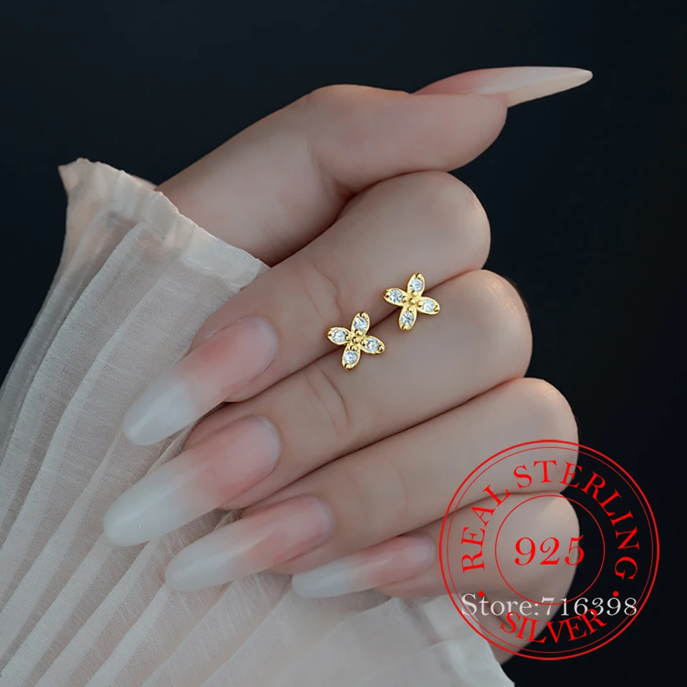 

Ювелирные изделия из стерлингового серебра 925, милые серьги-гвоздики с четырьмя листьями клевера для женщин, ювелирные изделия для свадебной вечеринки для девочек, подарок другу