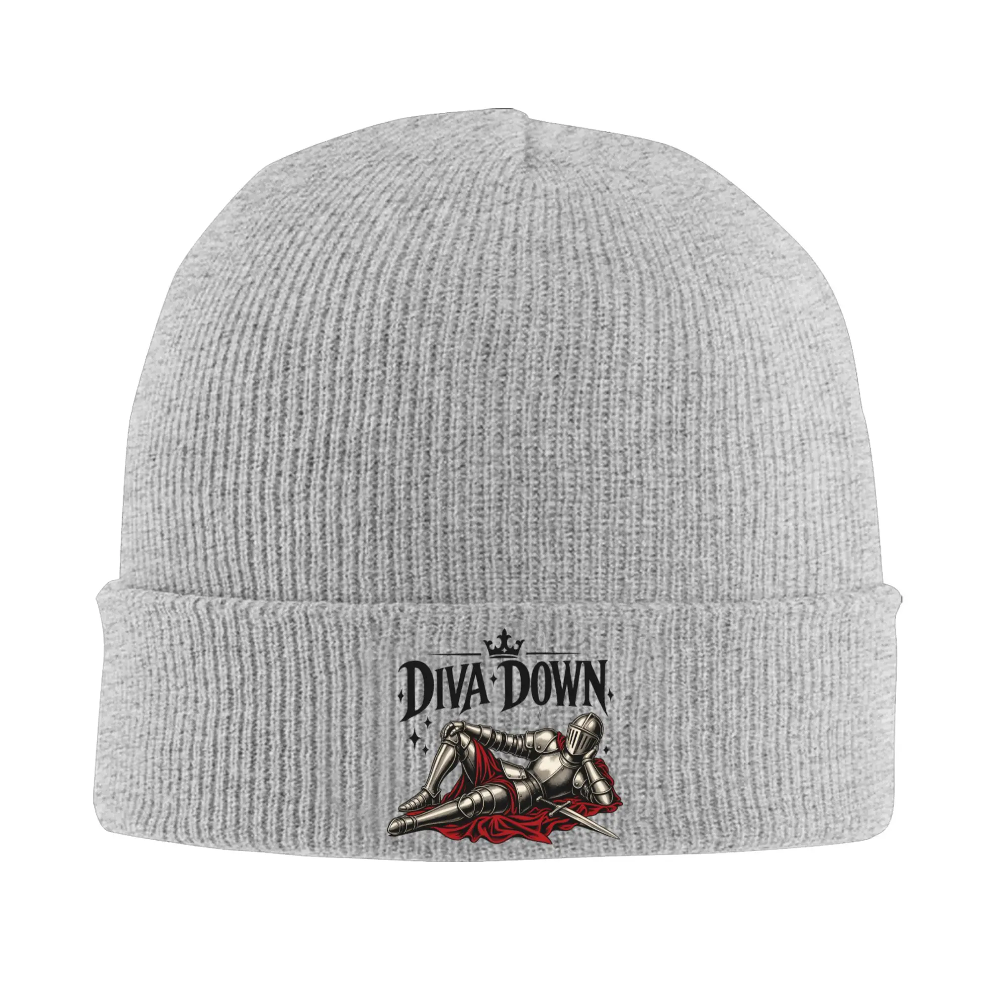 Diva Down Knight Funny Medieval Meme Hat Autumn Winter Beanie Baggy  Cap Female Male Acrylic Skullcap