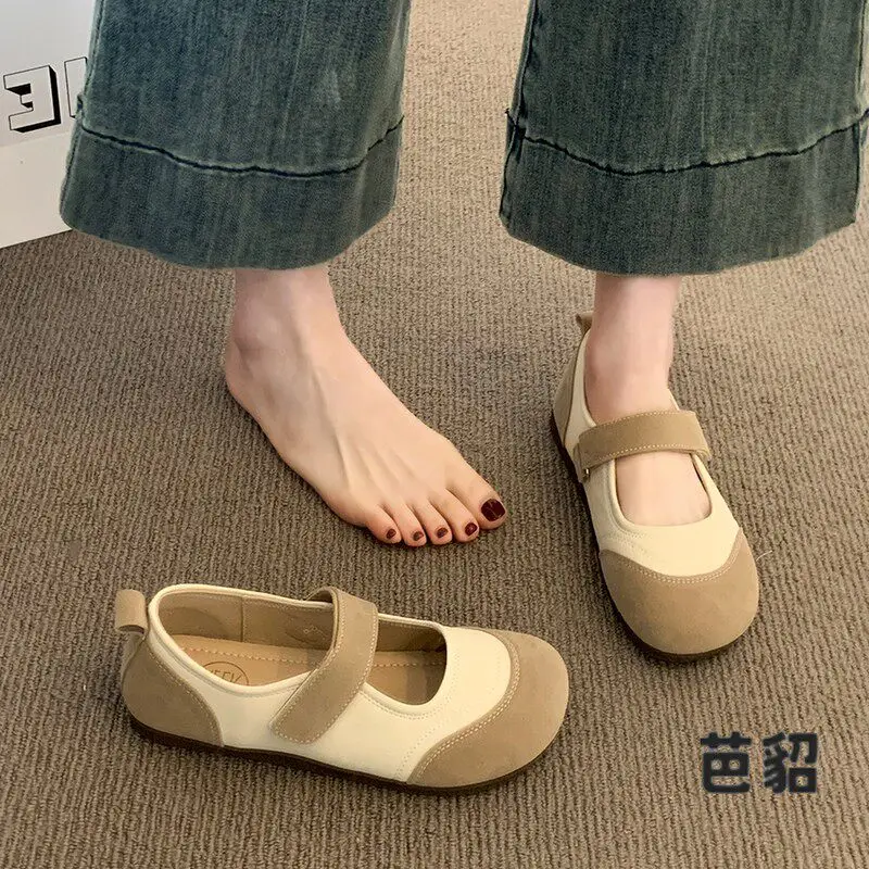  Women's 2026 New Summer Maternity Single Shoes Soft Flat Bottom Mary Janes Retro Bean Bean Shoes Fashionable Flats