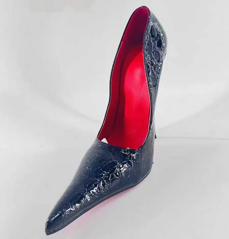 FHC 17CM Metal High Heels,Women Pumps,Men Fetish Bed Cosplay Shoes.Extremely Pointy Toe,Stone Pattern,Slip On, Custom Colors