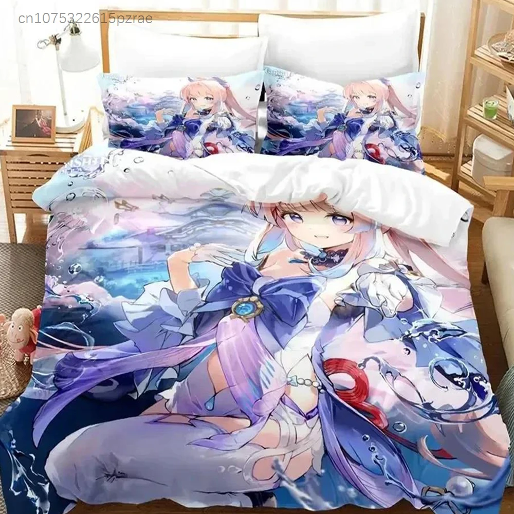 Anime Genshin Impact Sangonomiya Kokomi Bedding Set Bedroom Soft Modern Bedspreads Comefortabl Duvet Cover Quilt Pillowcase