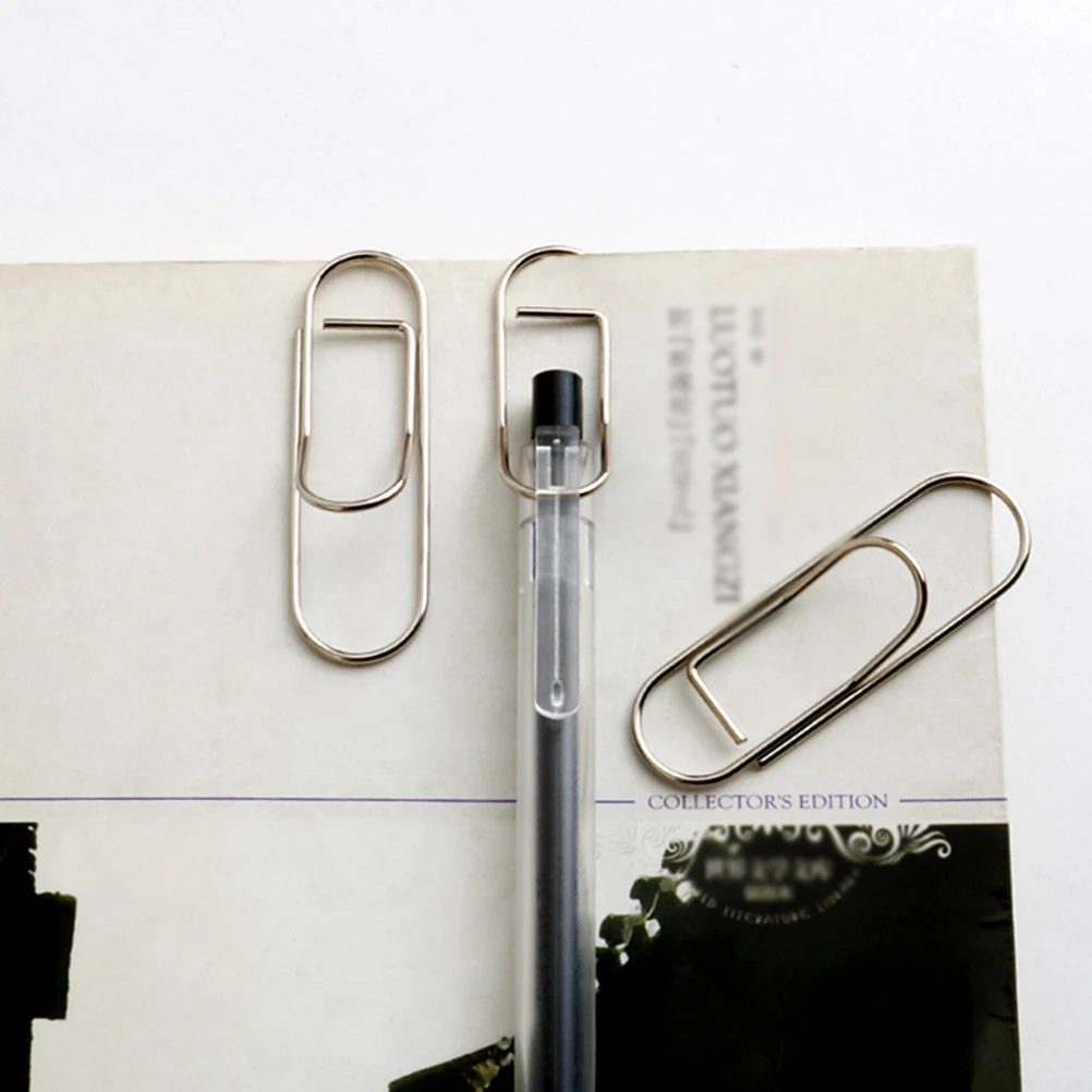 8pcs Metal Paper Clips Silver Plating Shaped File Clamps For Office School Home Document Money Holder Organizer Paperclips