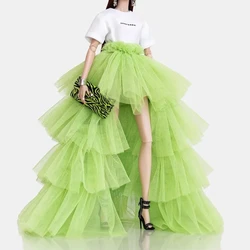 Fancy Green High Low Tutu Tulle Skirt for Women Puffy and Big Tiered Mesh Prom Maxi Skirt Customized Birthday Party Skirts Saia