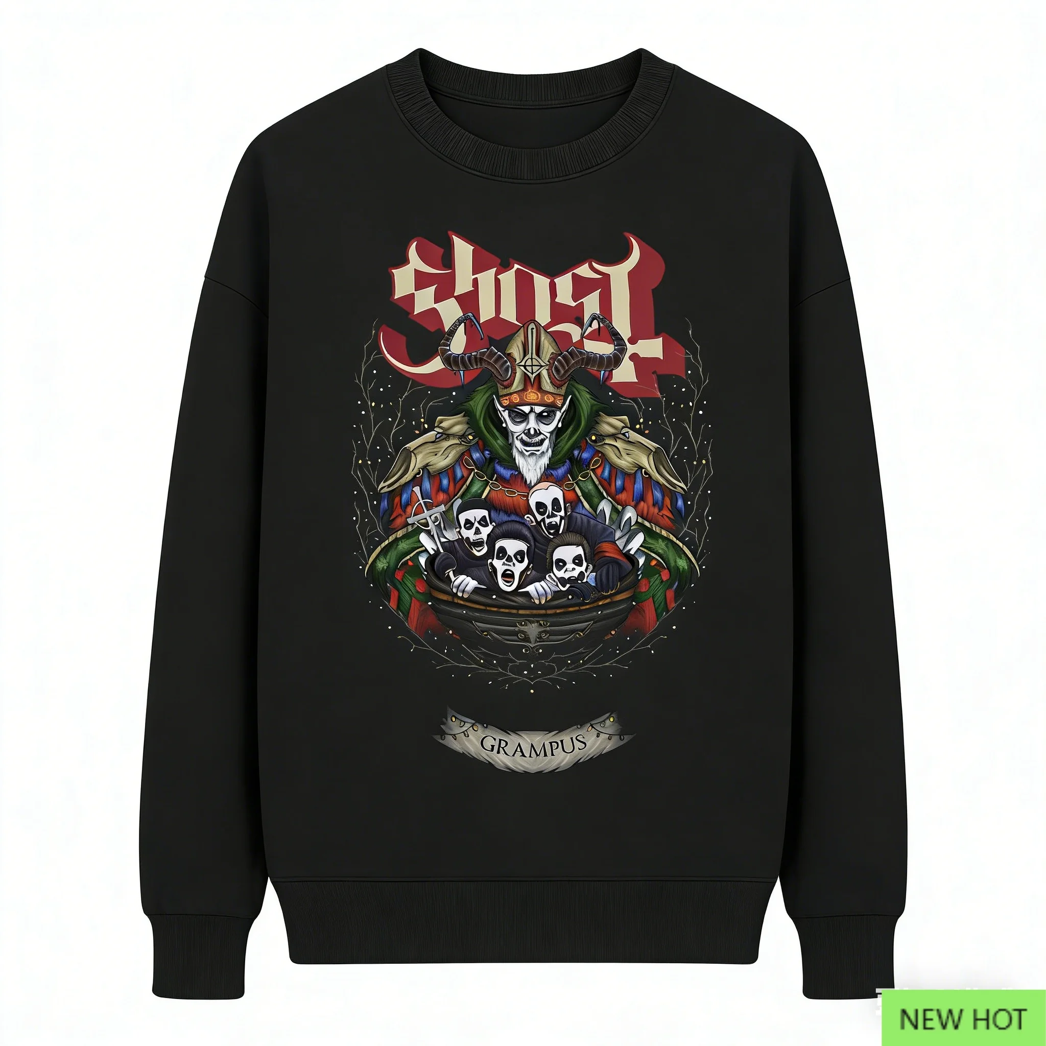 

Толстовка с графическим рисунком Ghost Band Grampus, одежда для любителей тяжелого металла, темный готический принт, черная повседневная уличная одежда унисекс