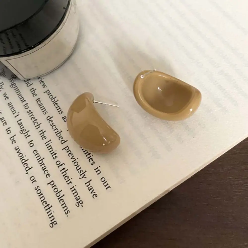 Acrylic Resin Semi-Circle Earrings Vintage Trendy Chunky Ellipse Ear Studs Exquisite Geometric Drop Pendant Earrings Women