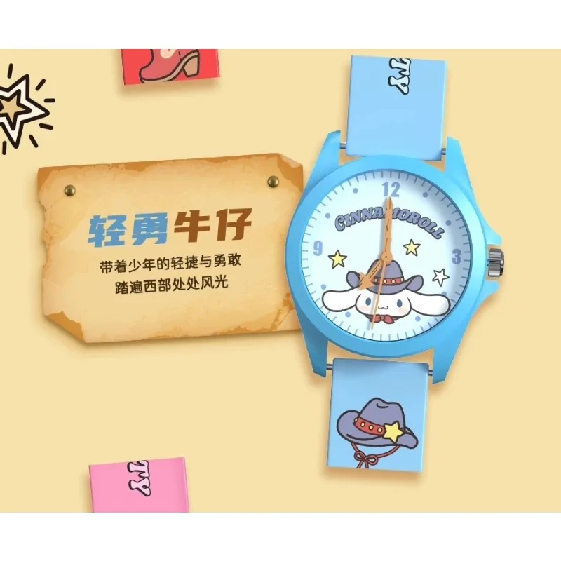 Moetch Sanrio Characters Cowboy Busy Watch Blind Box Cute PU Strap Quartz Watch with Hello Kitty My Melody Cinnamoroll Toy - view 3