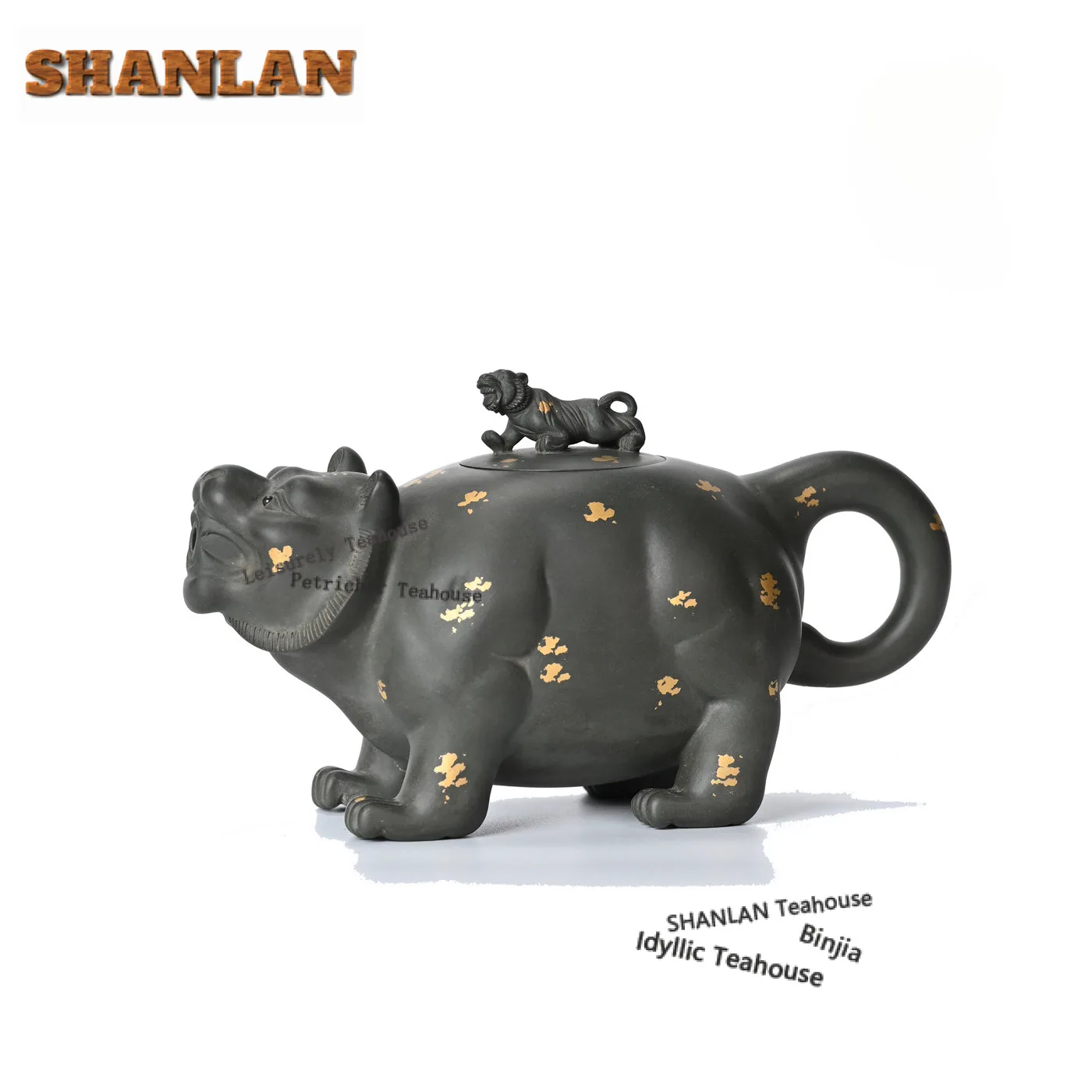 

400ml Creative Yixing Purple Clay Teapots Handmade Tigers Sprinkle Gold Pot Raw Ore Sumatran Green Mud Kettle Zisha Tea Set Gift