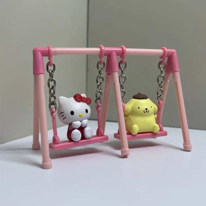 การ์ตูนกาชาปองของเล่นซานริโอ เฮลโล คิตตี้ ปอมปูริน ซินนามอนโรล มายเมโลดี้ แอคชั่นฟิกเกอร์ ของสะสมแบบแกว่งได้ ของตกแต่ง ของขวัญสำหรับเด็ก