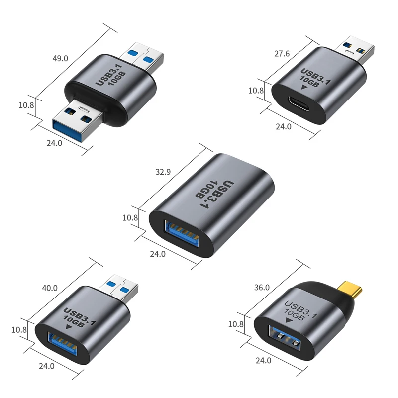 USB C to USB 3.1 Adapter 10Gbps USB A to USB C Adapter USB C Male to USB 3.0 A Female Adapter for Laptop PC Charger Power Bank