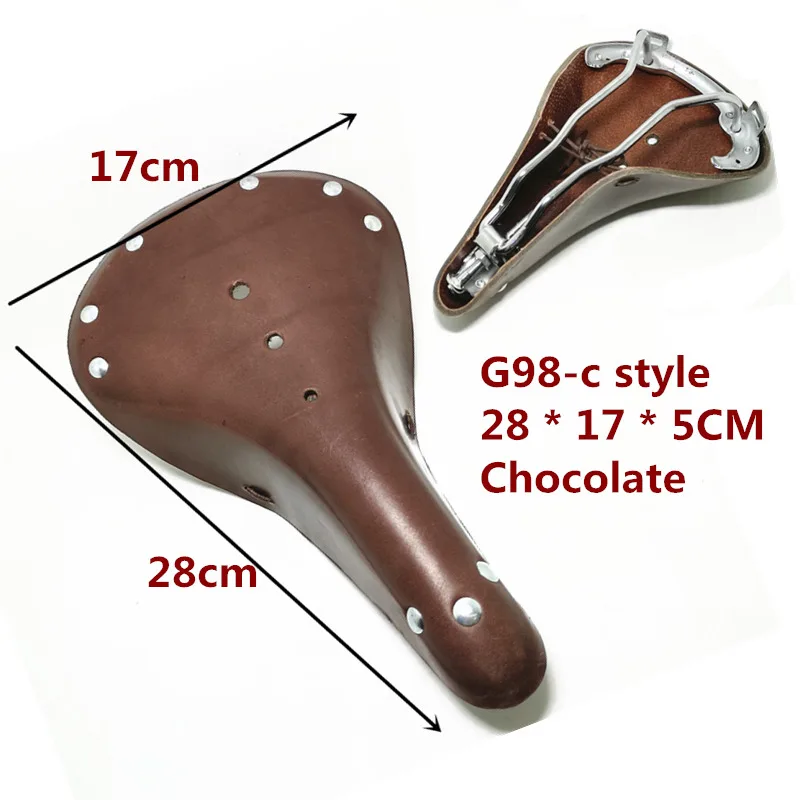 G98 Bicycle Saddle Pure Cowhide Handmade  Seat Custion  Bike Sport Retro Vintage Bicycle Cycling Saddle