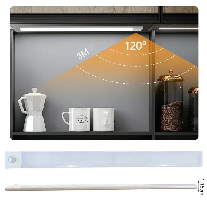 رقيقة جدا محس حركة ضوء لاسلكي LED أضواء ليلية ديكور غرفة نوم الدرج خزانة USB قابلة للشحن كاشف المطبخ مصباح