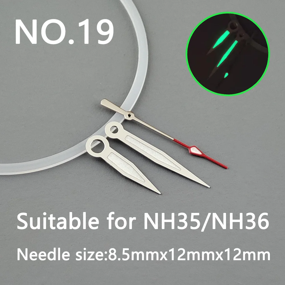 

nh35 hands pointer Silver needle green luminous, Watch accessories,suitable for nh35 Second Hands nh36 movement NO.19