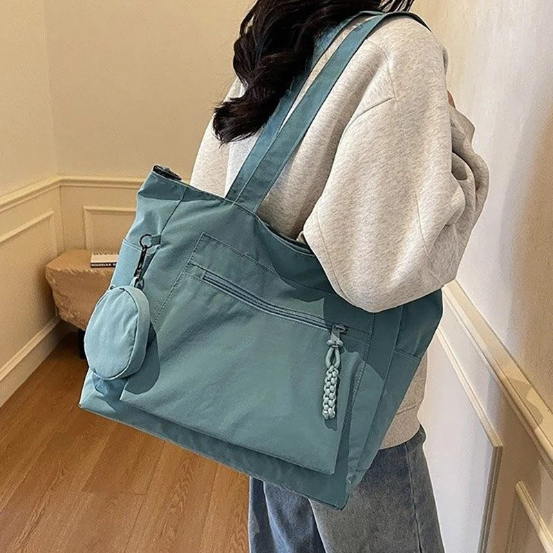 

Новая однотонная холщовая сумка - женская сумка через плечо большой вместимости, универсальная сумка-тоут, сумка и сумка через плечо.