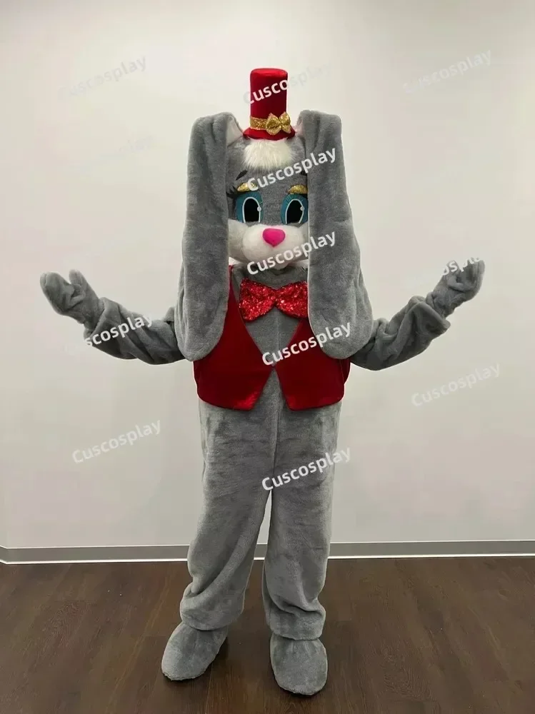 Christmas Red Easter Bunny Grey Rabbit Mascot Costume Character Animation Fancy Halloween Party Ростовая Кукла Зайка Ми, Зайчик