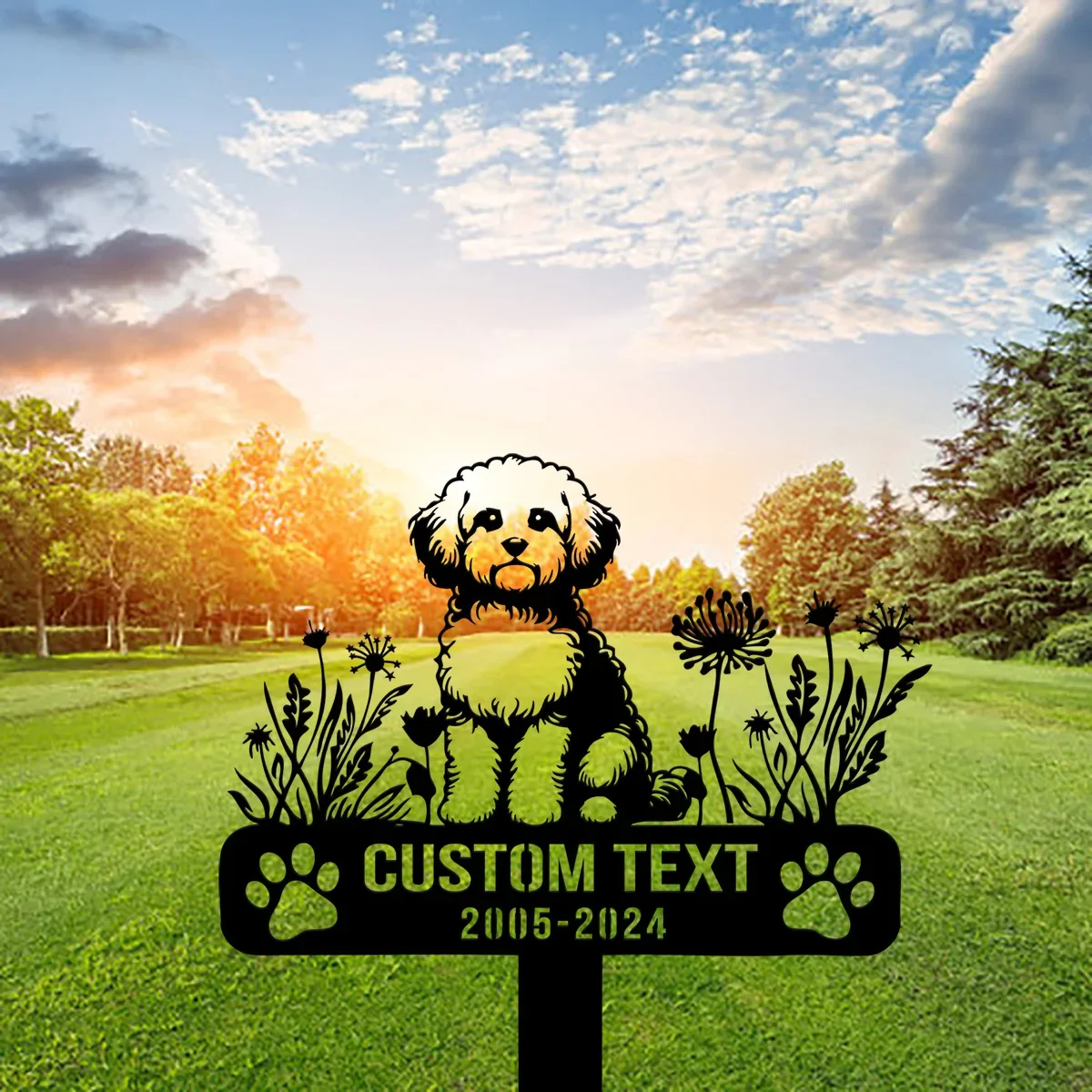 Custom Maltipoo Dog Memorial Stake, Dog Stake Metal Sign, Personalized Pet Outdoor Stake, Animal Garden Stake, Maltipoo Yard