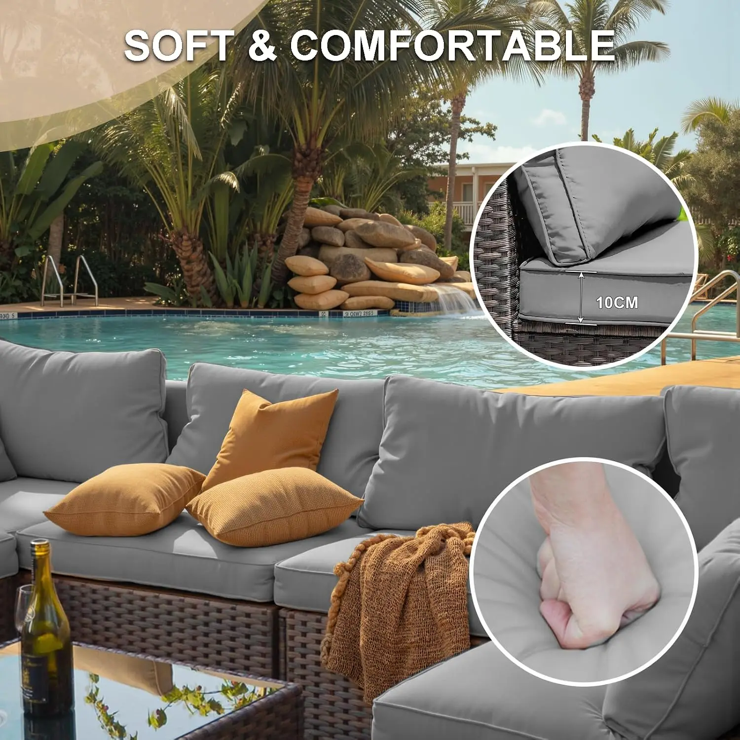 5 Pieces Patio Furniture Set With 42