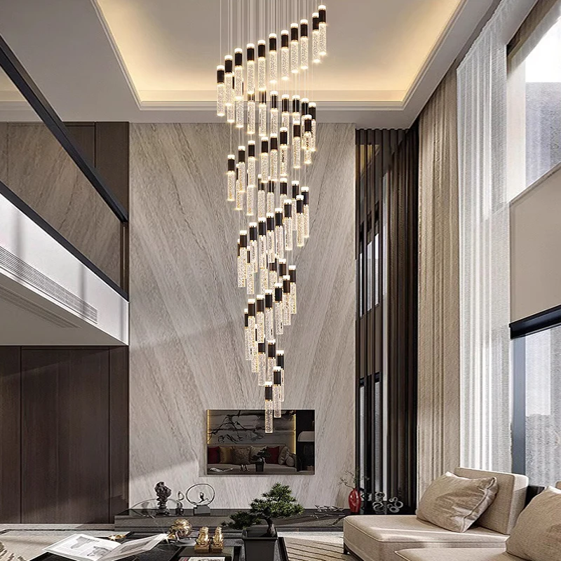 Modern Home Decoration Crystal Chandelier, Stair Pendant Lamp, Living Room Pendant Lights, Interior Lighting