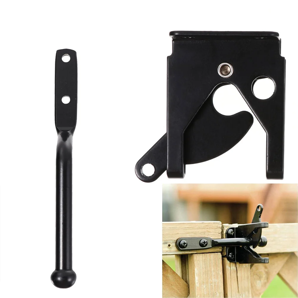 2 Sets Pin Iron Plug Leverage Door Latch Gravity Fence Lock Wood Gate Galvanized Bolt Carbon Steel Automatic Latches for Pool