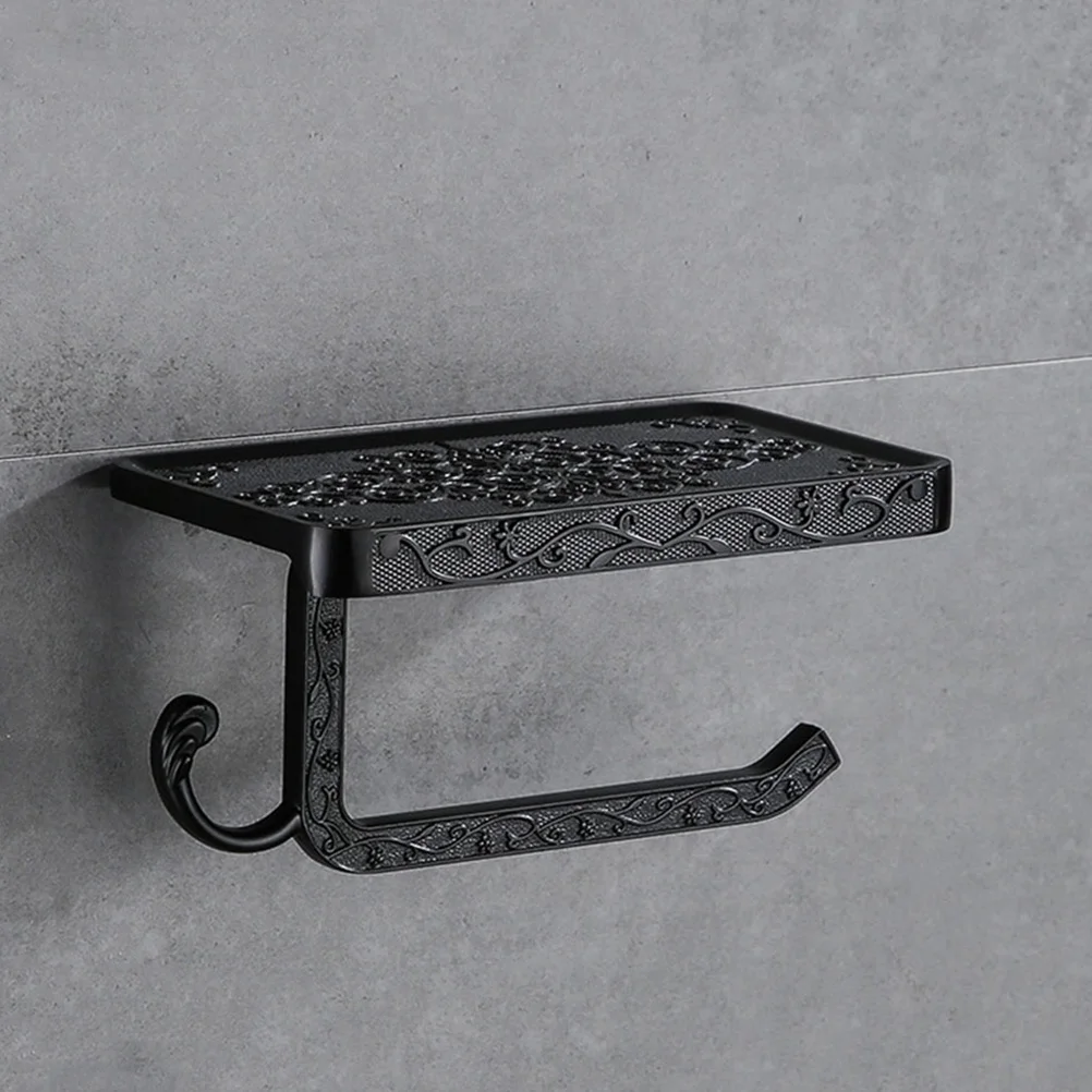 

1Set Retro Hook Storage Rack Aluminum Toilet Paper Holder Wall Mounted Bathroom Roll Paper Shelf for Toiletries and Tissue