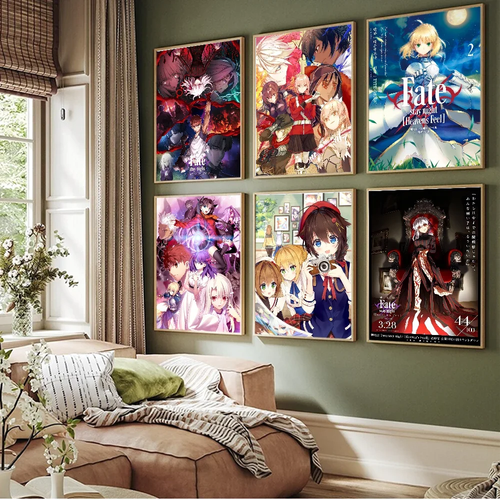 

Самоклеящиеся художественные плакаты Fate Stay Night, плакаты из белой бумаги, художественные плакаты, Декор для дома